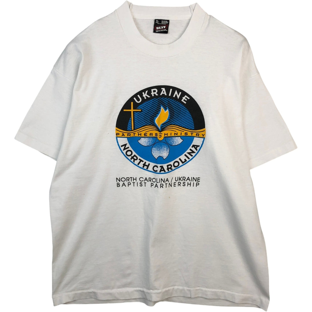 90'S Fruit of the Loom printed T-shirt, made in the USA, men's XL size, vintage cotton white type Vintage Second Hand