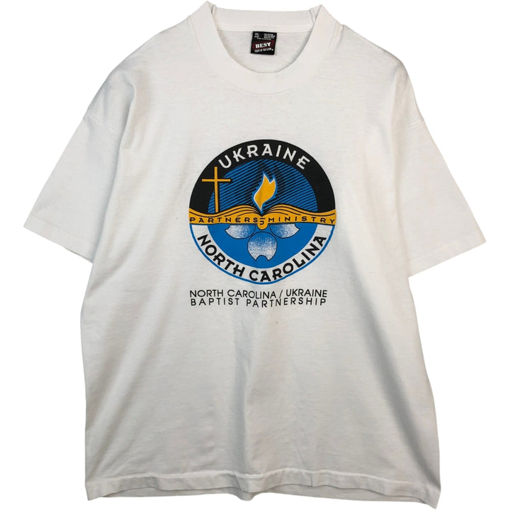 90'S Fruit of the Loom printed T-shirt, made in the USA, men's XL size, vintage cotton white type Vintage Second Hand