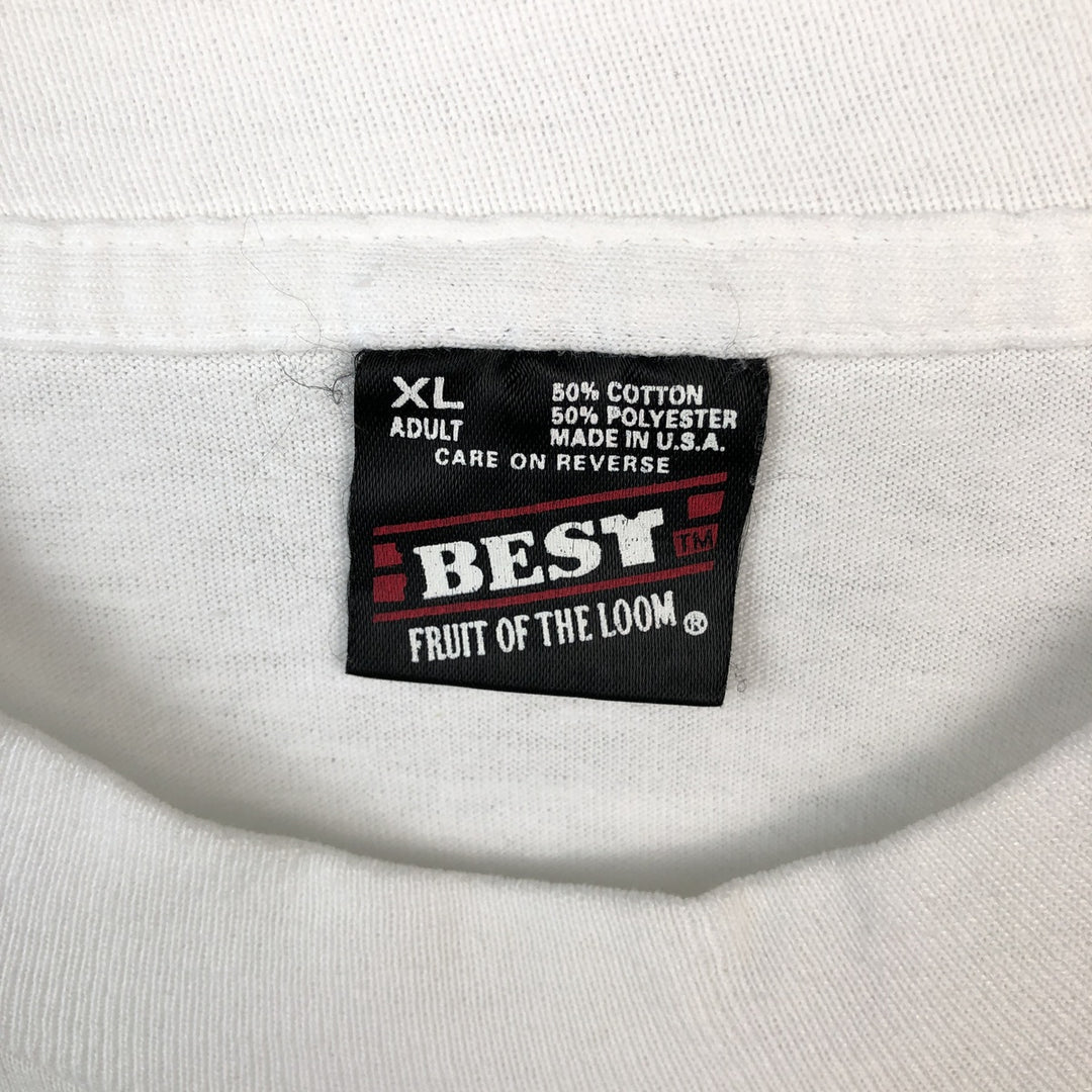 90'S Fruit of the Loom printed T-shirt, made in the USA, men's XL size, vintage cotton white type Vintage Second Hand