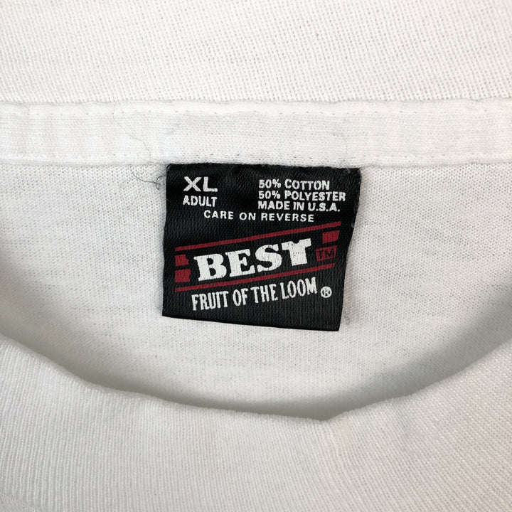 90'S Fruit of the Loom printed T-shirt, made in the USA, men's XL size, vintage cotton white type Vintage Second Hand