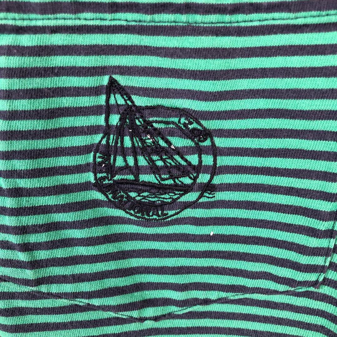 ~90'S IZOD INTERNATIONAL Striped Pocket T-Shirt, Made in USA, Men's Size M (Equivalent), Vintage cotton Emerald green Vintage Second Hand
