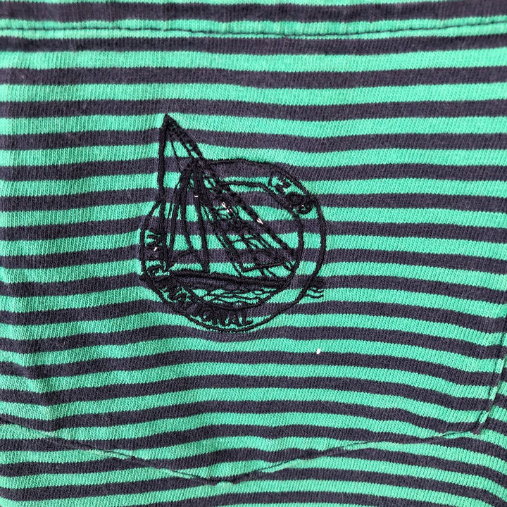 ~90'S IZOD INTERNATIONAL Striped Pocket T-Shirt, Made in USA, Men's Size M (Equivalent), Vintage cotton Emerald green Vintage Second Hand