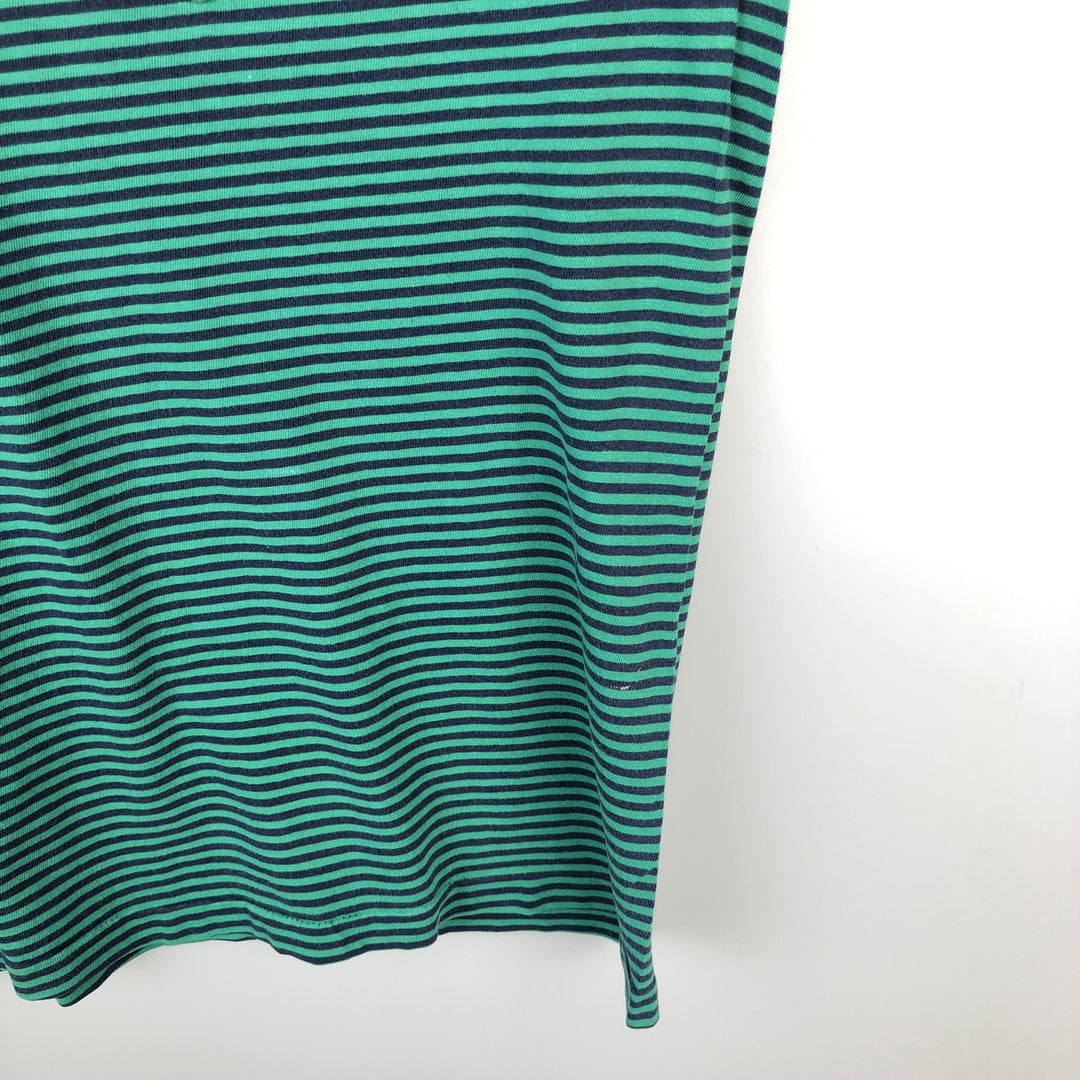 ~90'S IZOD INTERNATIONAL Striped Pocket T-Shirt, Made in USA, Men's Size M (Equivalent), Vintage cotton Emerald green Vintage Second Hand