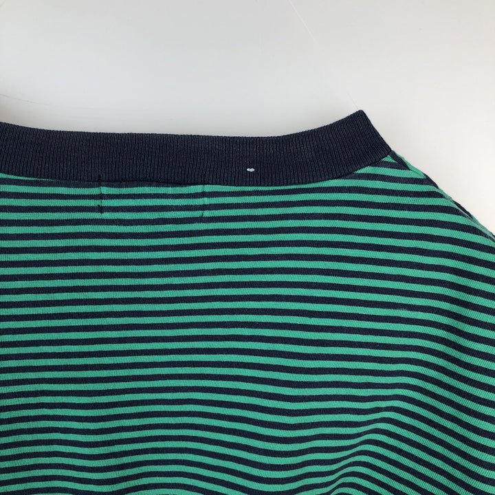 ~90'S IZOD INTERNATIONAL Striped Pocket T-Shirt, Made in USA, Men's Size M (Equivalent), Vintage cotton Emerald green Vintage Second Hand
