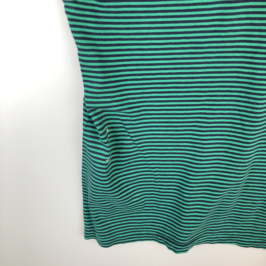 ~90'S IZOD INTERNATIONAL Striped Pocket T-Shirt, Made in USA, Men's Size M (Equivalent), Vintage cotton Emerald green Vintage Second Hand