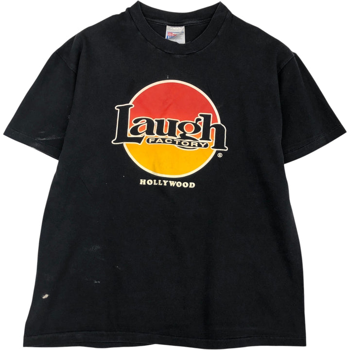 90'S Hanes BEEFY-T Laugh Factory Advertising T-shirt, Men's Size L (approx.), Vintage cotton black type Vintage Second Hand