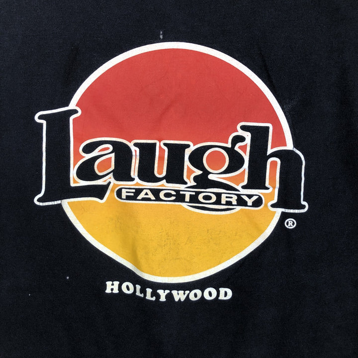 90'S Hanes BEEFY-T Laugh Factory Advertising T-shirt, Men's Size L (approx.), Vintage cotton black type Vintage Second Hand