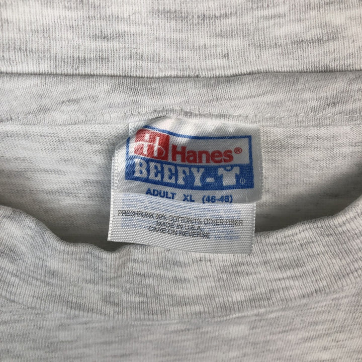 90'S Hanes BEEFY-T Printed T-shirt Made in USA Men's XL Vintage cotton gray type Vintage Second Hand