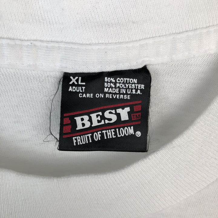 90'S Fruit of the Loom Message Print T-Shirt Made in USA Men's XL Vintage cotton white type Vintage Second Hand
