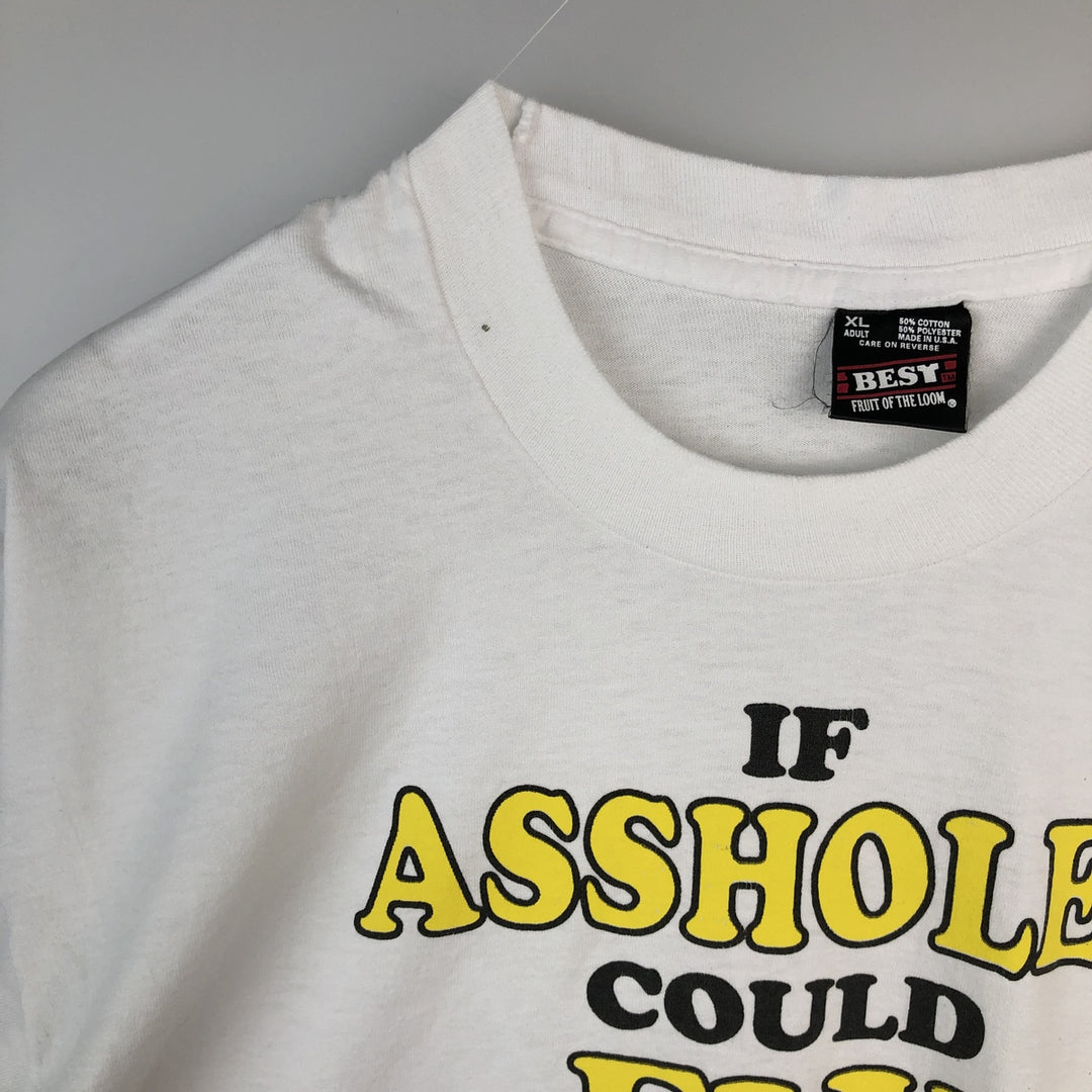 90'S Fruit of the Loom Message Print T-Shirt Made in USA Men's XL Vintage cotton white type Vintage Second Hand