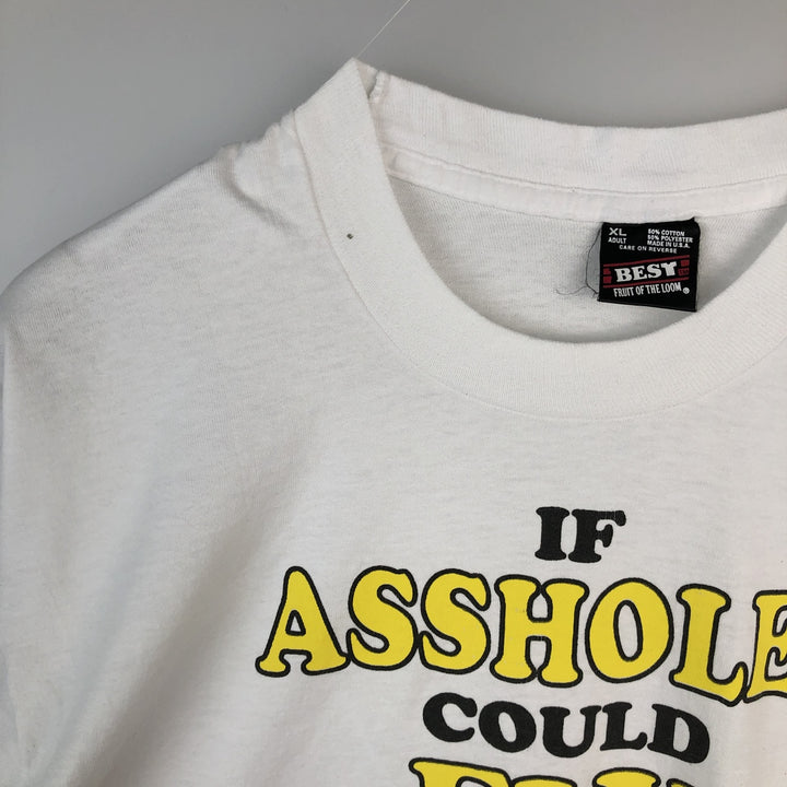 90'S Fruit of the Loom Message Print T-Shirt Made in USA Men's XL Vintage cotton white type Vintage Second Hand