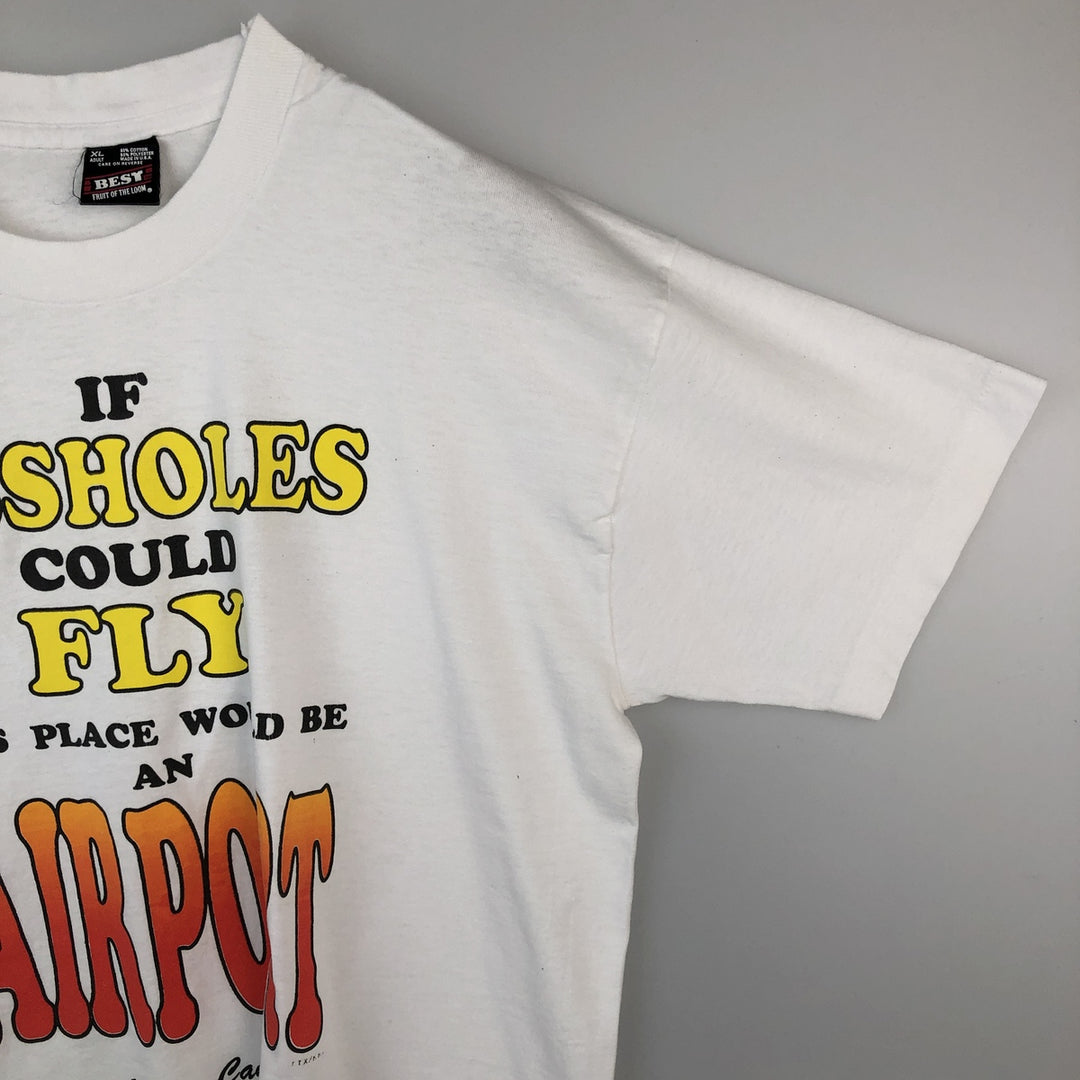 90'S Fruit of the Loom Message Print T-Shirt Made in USA Men's XL Vintage cotton white type Vintage Second Hand