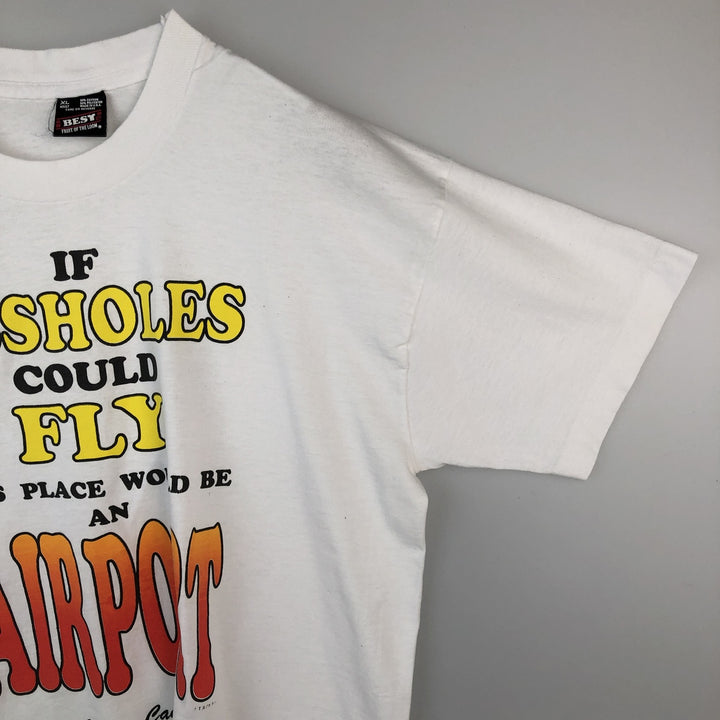 90'S Fruit of the Loom Message Print T-Shirt Made in USA Men's XL Vintage cotton white type Vintage Second Hand