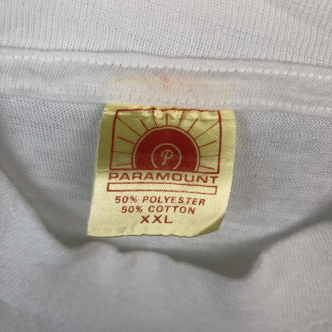 80'S Paramount Message Print T-Shirt, Made in USA, Men's XXL equivalent, Vintage polyester white type Vintage Second Hand