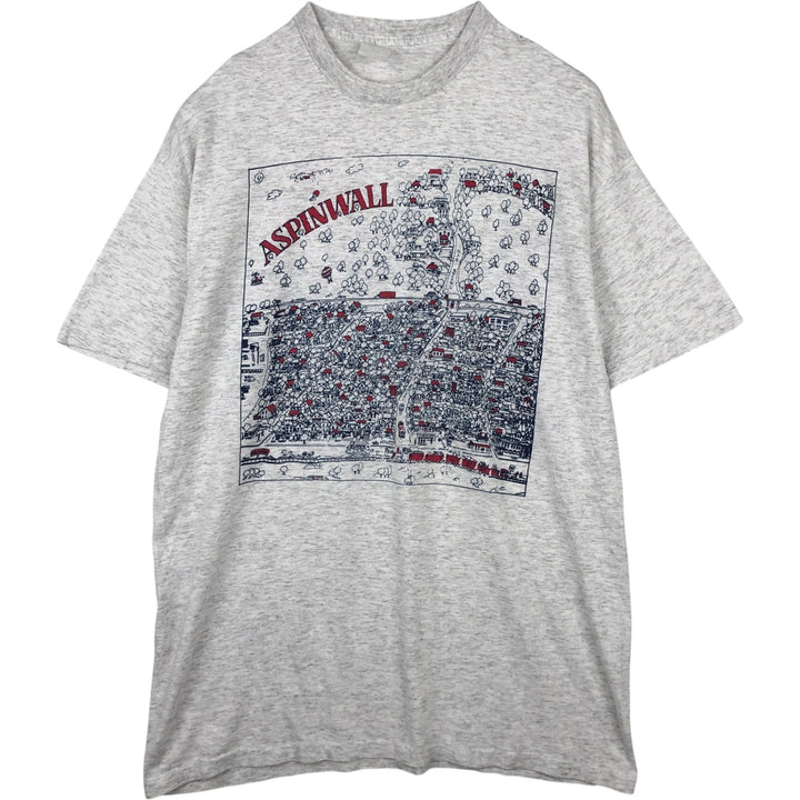 Printed T-shirt, men's size XL unclear pale white type Vintage Second Hand