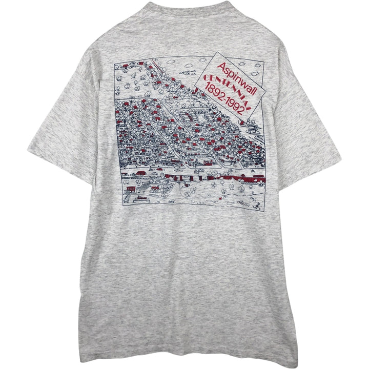 Printed T-shirt, men's size XL unclear pale white type Vintage Second Hand