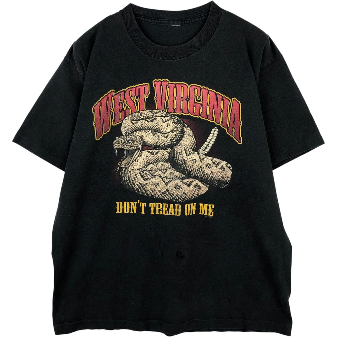 Snake Pattern Python Pattern Animal T-shirt Men's XL size unclear black type Vintage Second Hand