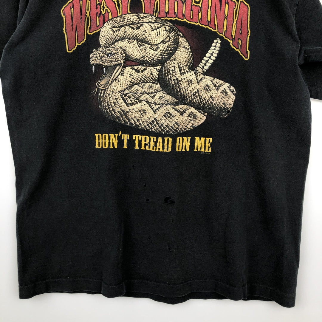 Snake Pattern Python Pattern Animal T-shirt Men's XL size unclear black type Vintage Second Hand