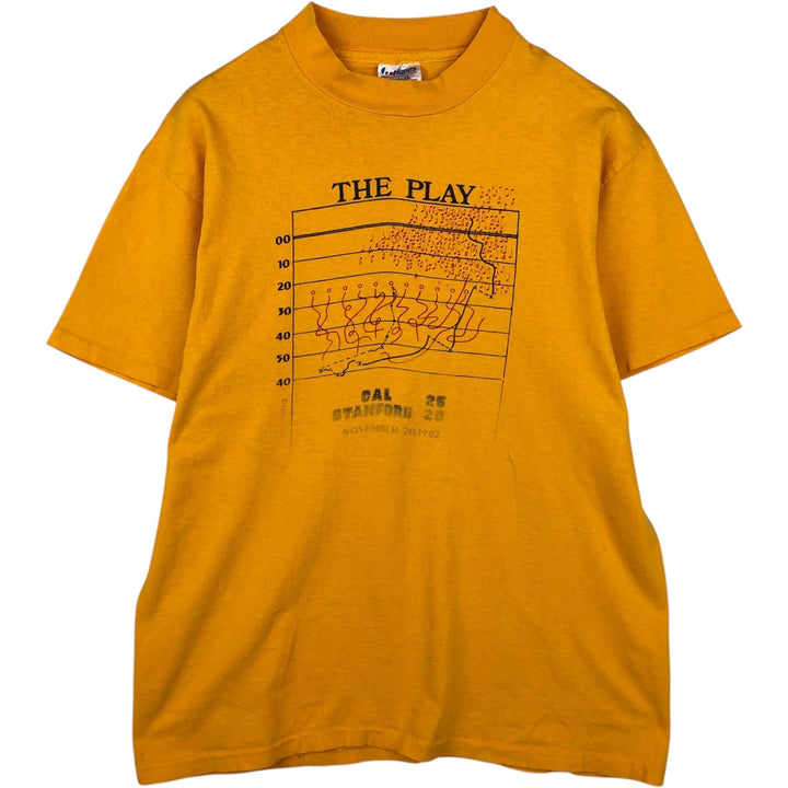 Hanes BEEFY-T Printed T-Shirt, Made in USA, Men's Size L (approx.) cotton yellow type Vintage Second Hand