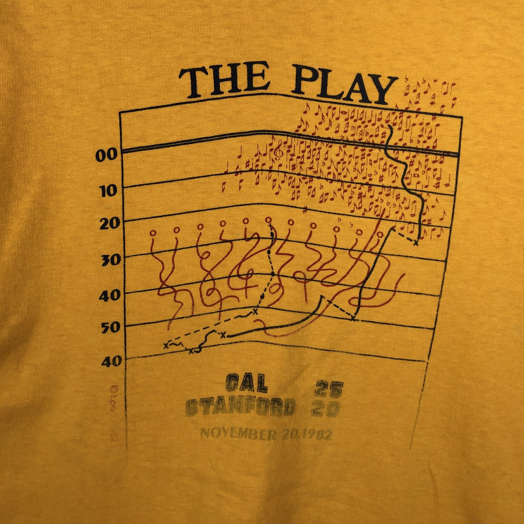 Hanes BEEFY-T Printed T-Shirt, Made in USA, Men's Size L (approx.) cotton yellow type Vintage Second Hand