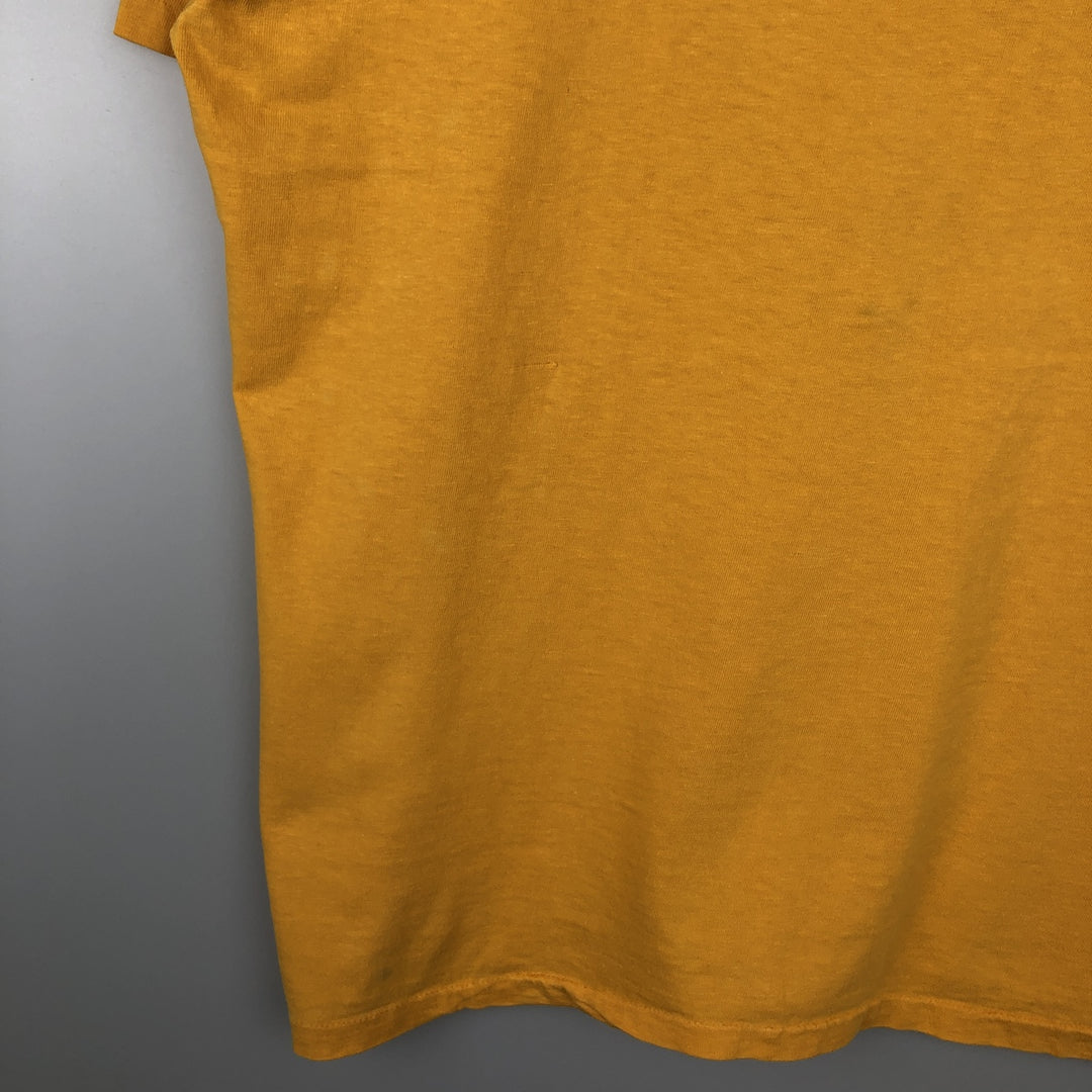 Hanes BEEFY-T Printed T-Shirt, Made in USA, Men's Size L (approx.) cotton yellow type Vintage Second Hand