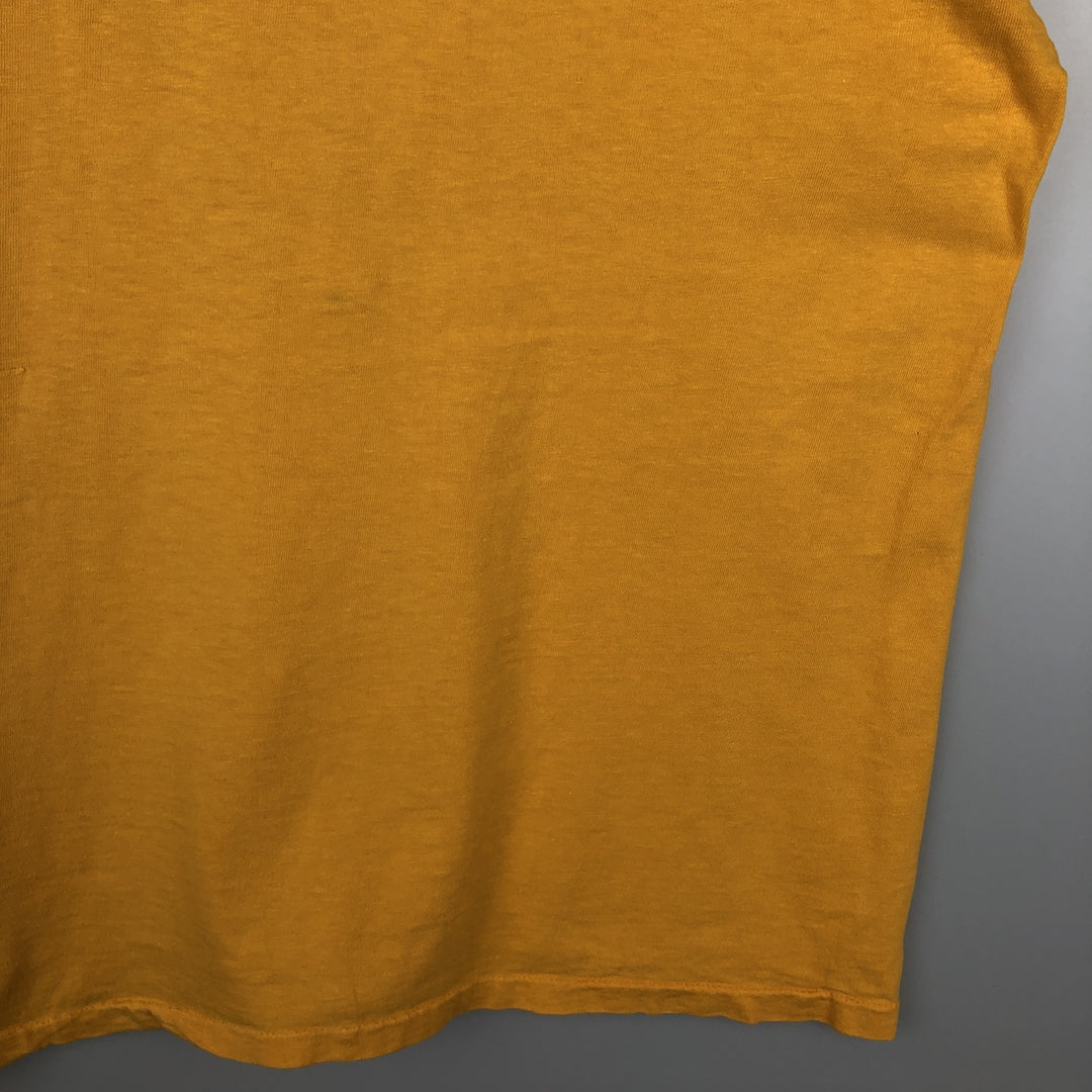 Hanes BEEFY-T Printed T-Shirt, Made in USA, Men's Size L (approx.) cotton yellow type Vintage Second Hand