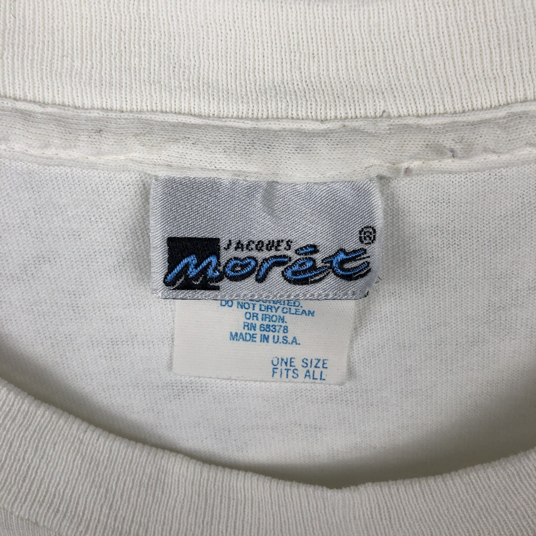 90'S Jacques Moret Art T-Shirt, Made in USA, Men's XL equivalent, Vintage cotton white type Vintage Second Hand