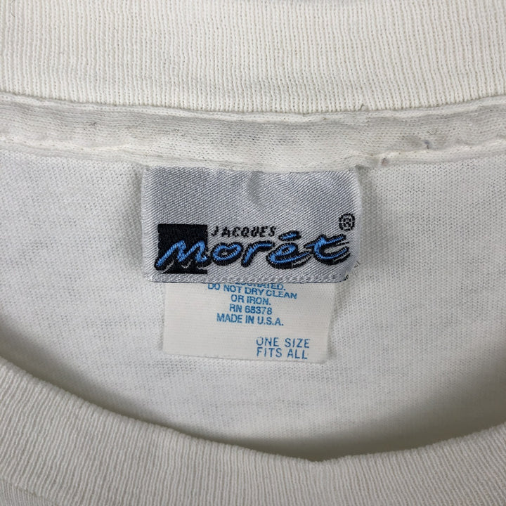 90'S Jacques Moret Art T-Shirt, Made in USA, Men's XL equivalent, Vintage cotton white type Vintage Second Hand