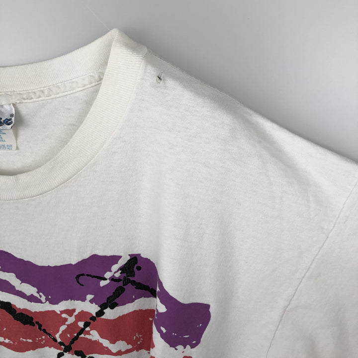 90'S Jacques Moret Art T-Shirt, Made in USA, Men's XL equivalent, Vintage cotton white type Vintage Second Hand