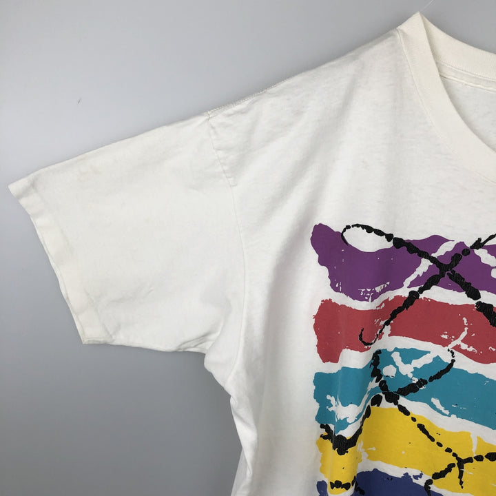 90'S Jacques Moret Art T-Shirt, Made in USA, Men's XL equivalent, Vintage cotton white type Vintage Second Hand