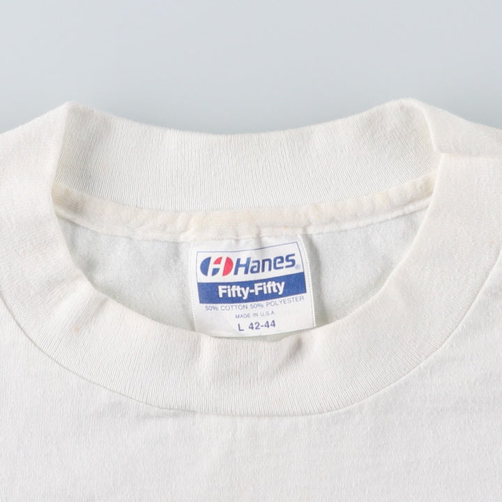 90'S Hanes Fifty-Fifty Blue Tag Photo T-Shirt, Made in USA, Men's Size L (approx.), Vintage cotton white type Vintage Second Hand