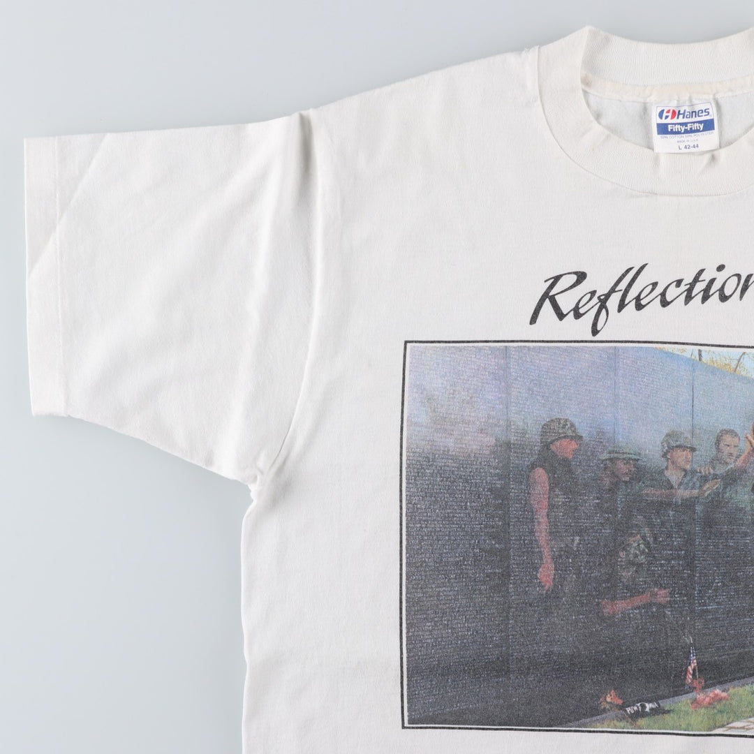 90'S Hanes Fifty-Fifty Blue Tag Photo T-Shirt, Made in USA, Men's Size L (approx.), Vintage cotton white type Vintage Second Hand