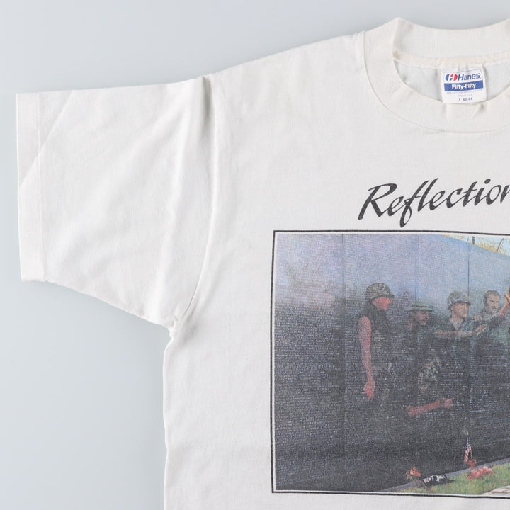 90'S Hanes Fifty-Fifty Blue Tag Photo T-Shirt, Made in USA, Men's Size L (approx.), Vintage cotton white type Vintage Second Hand