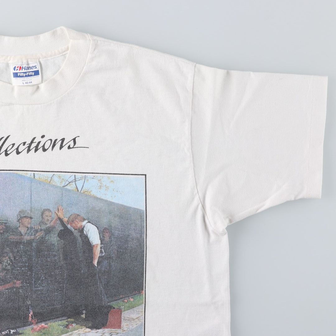 90'S Hanes Fifty-Fifty Blue Tag Photo T-Shirt, Made in USA, Men's Size L (approx.), Vintage cotton white type Vintage Second Hand