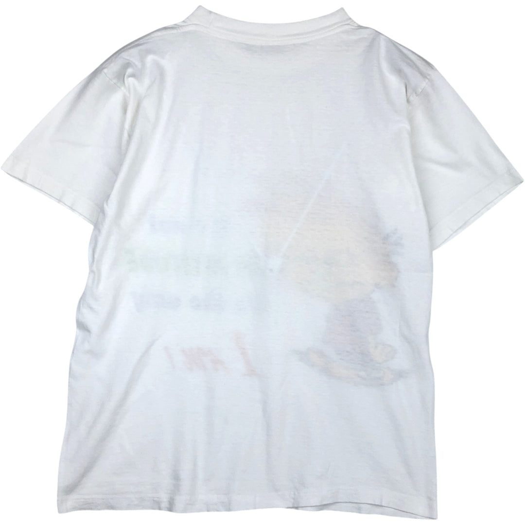 Calvin and Hobbes character print T-shirt, men's size M. unclear white type Vintage Second Hand