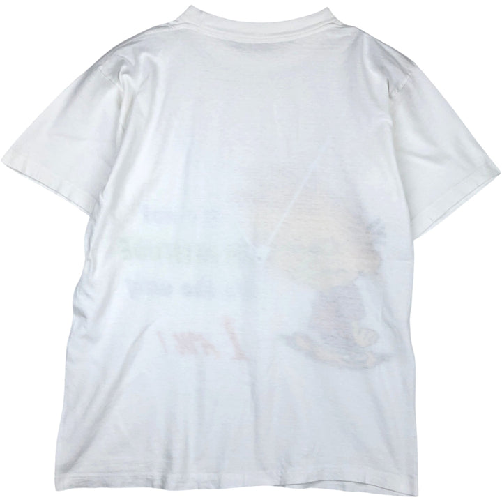Calvin and Hobbes character print T-shirt, men's size M. unclear white type Vintage Second Hand