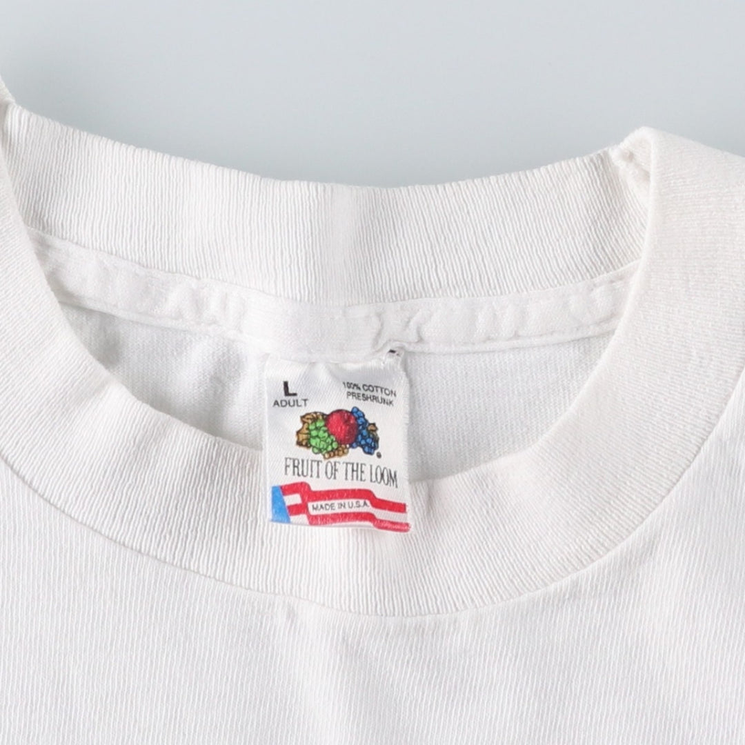 Vintage 90'S Fruit of the Loom photo T-shirt, Made in USA, Men's Size L cotton white type Vintage Second Hand