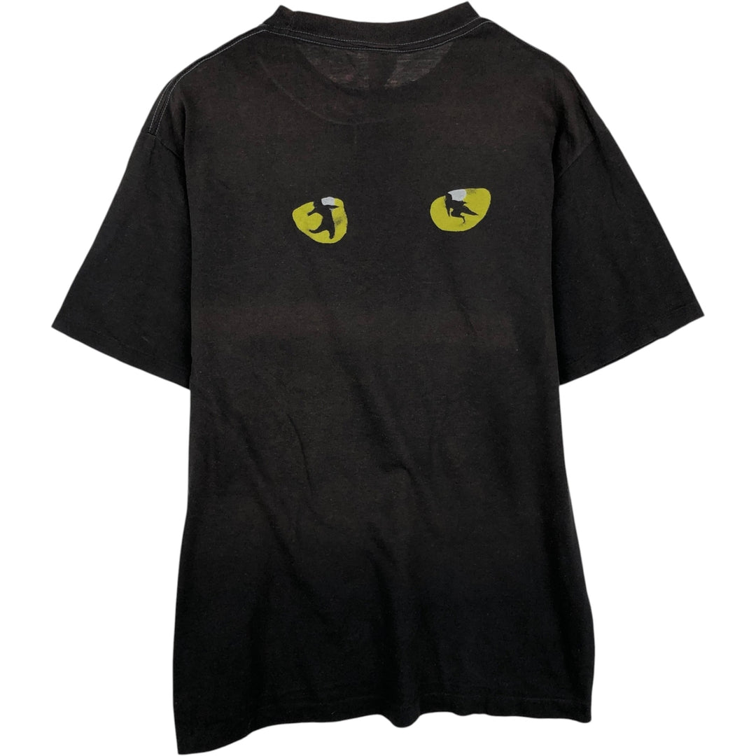 80'S CHED by ANVIL CATS Cat Pattern Print T-Shirt, Made in USA, Men's XL equivalent, Vintage cotton black type Vintage Second Hand