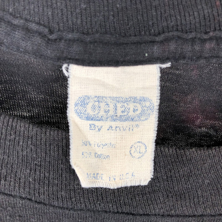 80'S CHED by ANVIL CATS Cat Pattern Print T-Shirt, Made in USA, Men's XL equivalent, Vintage cotton black type Vintage Second Hand