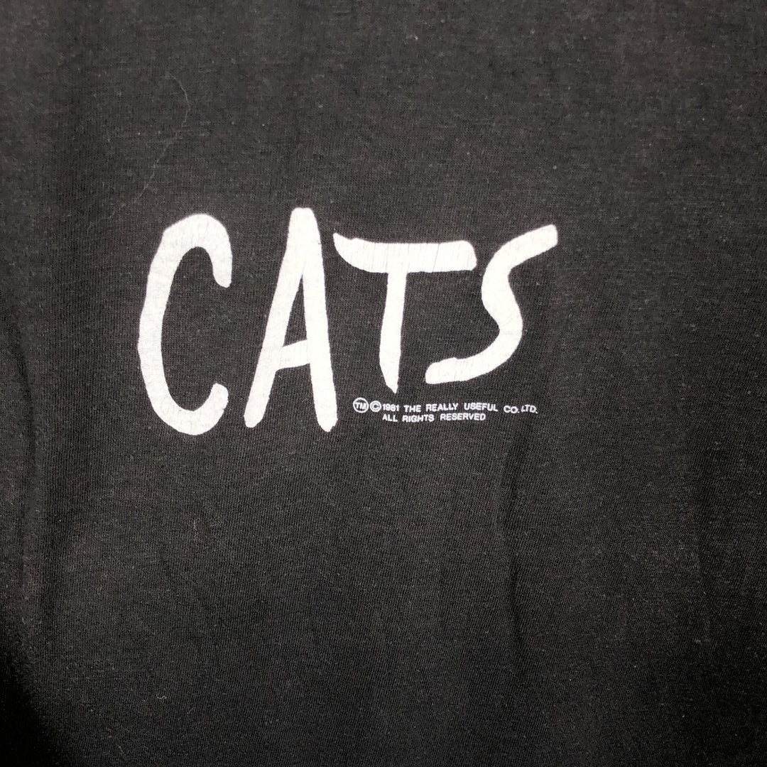 80'S CHED by ANVIL CATS Cat Pattern Print T-Shirt, Made in USA, Men's XL equivalent, Vintage cotton black type Vintage Second Hand