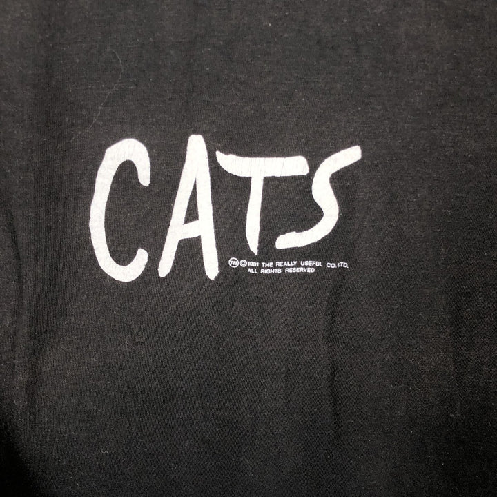 80'S CHED by ANVIL CATS Cat Pattern Print T-Shirt, Made in USA, Men's XL equivalent, Vintage cotton black type Vintage Second Hand