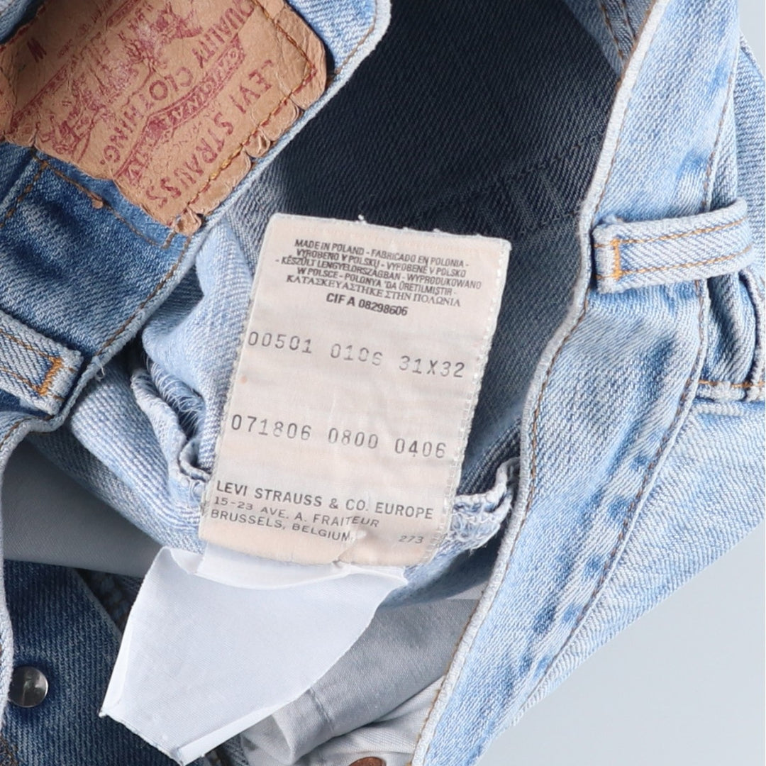 2000'S Levi's 00501-0106 Euro Model Straight Denim Pants, Men's W30 (approx.) cotton blue type Vintage Second Hand
