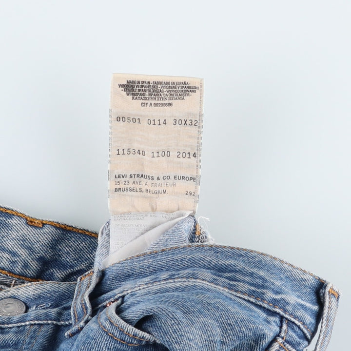 2000'S Levi's 00501-0114 Euro Model Straight Denim Pants, Men's W30 (approx.) cotton blue type Vintage Second Hand
