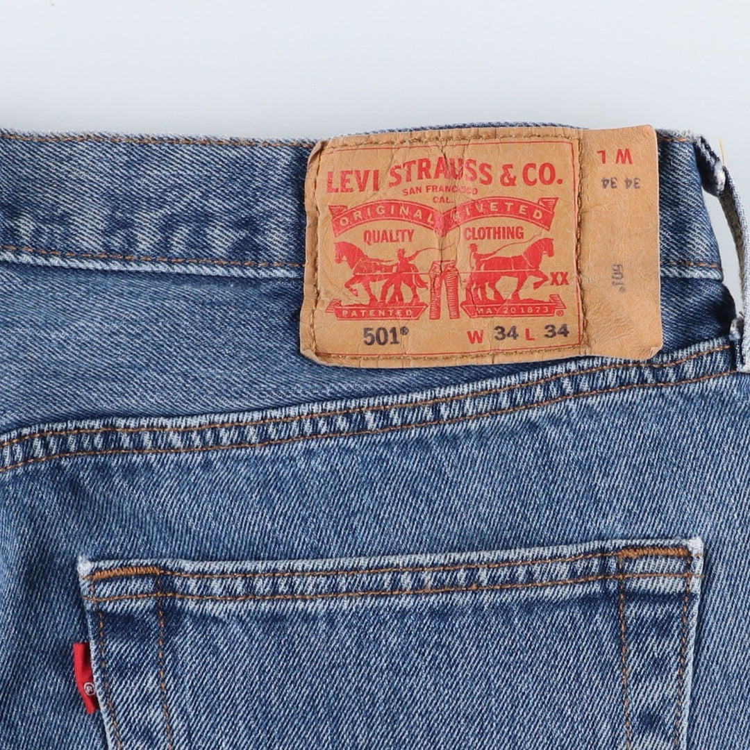 Levi's 501 straight denim pants for men, size W34 cotton blue type Vintage Second Hand