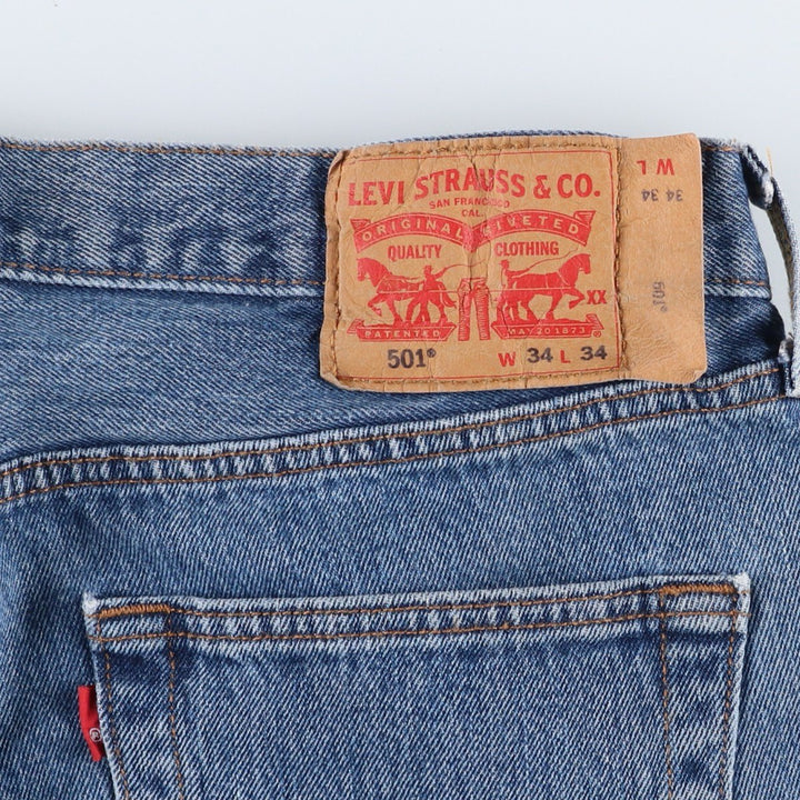 Levi's 501 straight denim pants for men, size W34 cotton blue type Vintage Second Hand