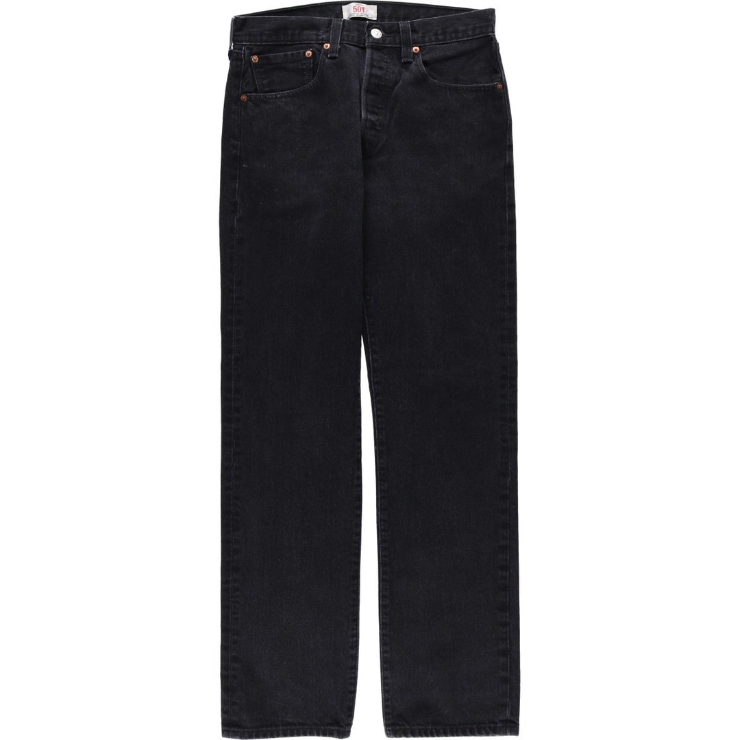 Levi's 501 Straight Leg Button-Fly Black Denim Straight Leg Jeans, Men's Size W31 (approx.) cotton black type Vintage Second Hand