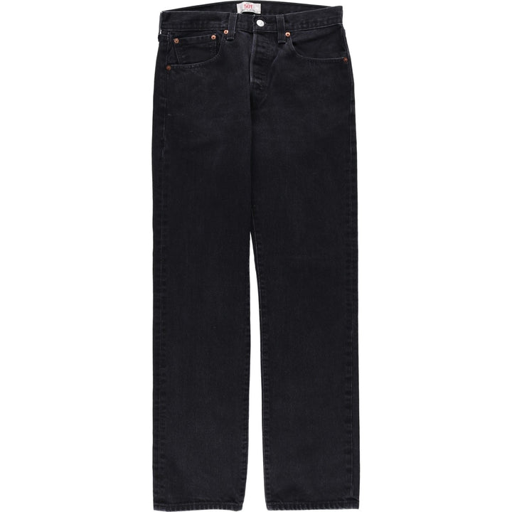 Levi's 501 Straight Leg Button-Fly Black Denim Straight Leg Jeans, Men's Size W31 (approx.) cotton black type Vintage Second Hand