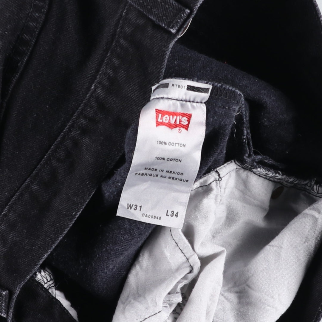Levi's 501 Straight Leg Button-Fly Black Denim Straight Leg Jeans, Men's Size W31 (approx.) cotton black type Vintage Second Hand