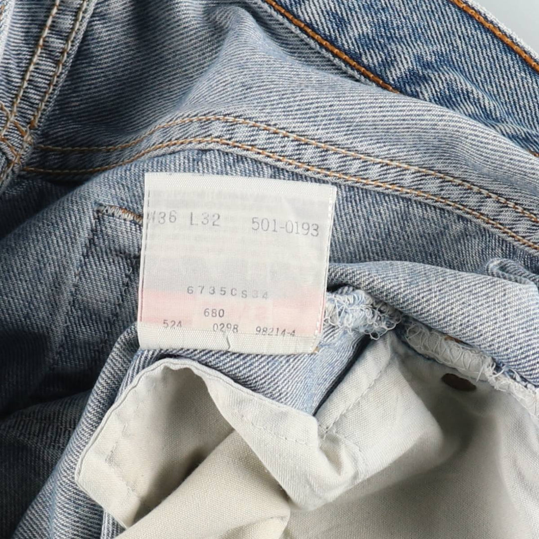 90'S Levi's 501-0193 Straight Denim Pants Made in USA Men's W36 Vintage cotton blue type Vintage Second Hand