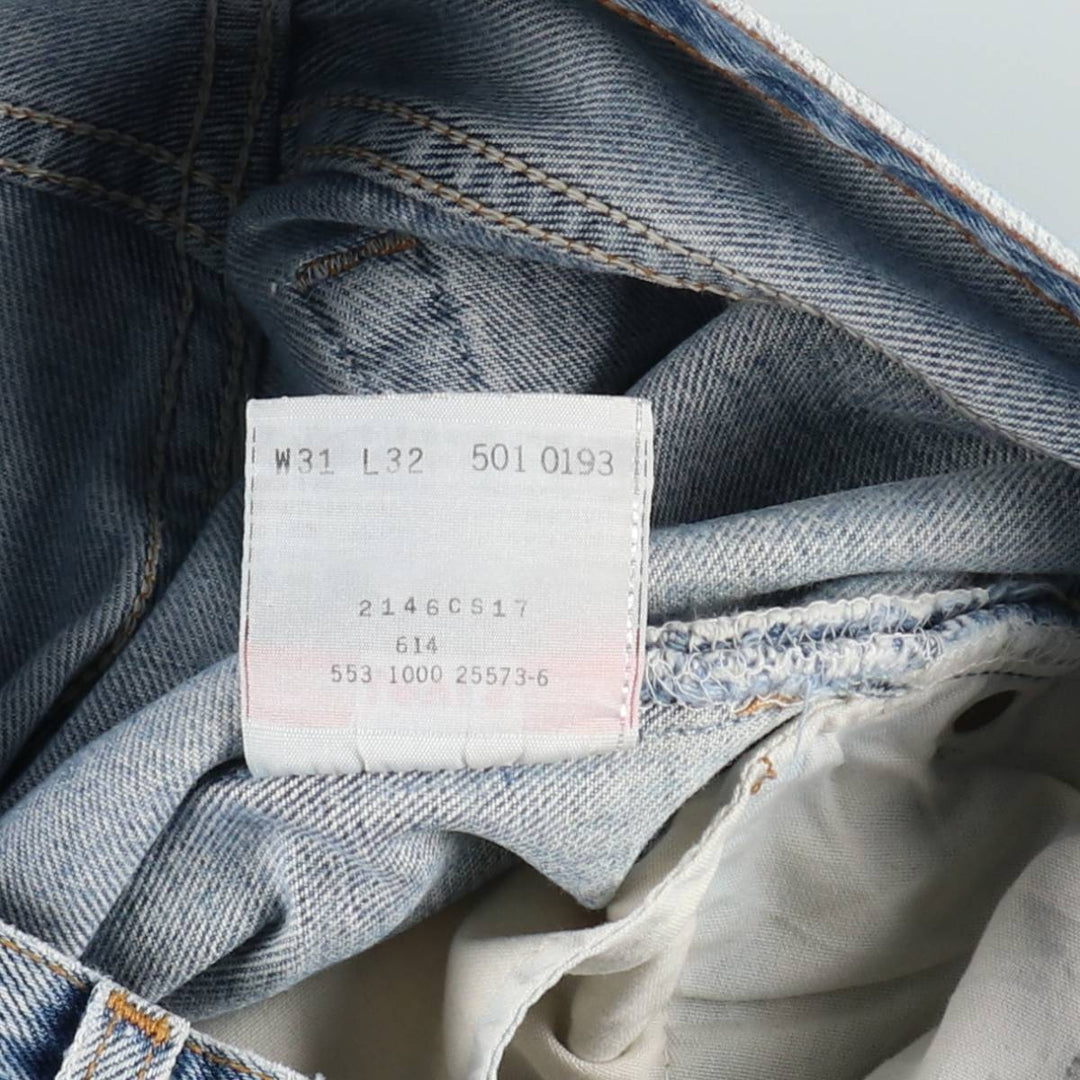 00'S Levi's 501-0193 Straight Denim Pants Made in USA Men's W30 equivalent cotton blue type Vintage Second Hand